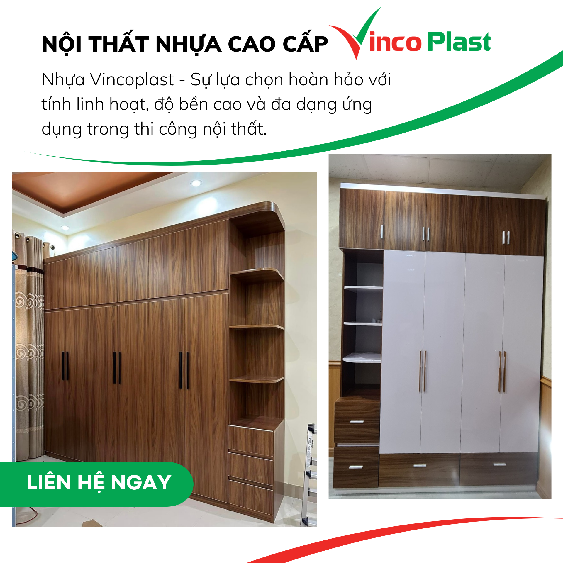 Tủ nhựa cao cấp Vincoplast màu vân gỗ HY38 kết hợp trắng VC01 - tunhuabinhduong.com