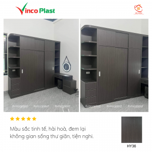 Tủ quần áo cánh lùa nhựa cao cấp Vincoplast màu vân gỗ HY36 - Tủ nhựa Bình Dương .com