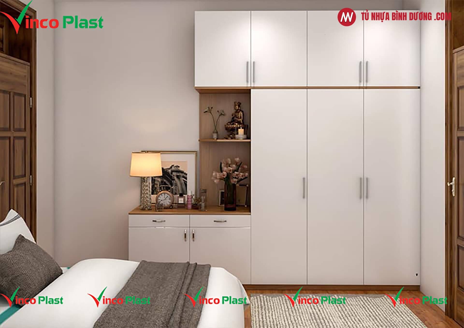 Tủ nhựa Vincoplast kết hợp kệ trang trí