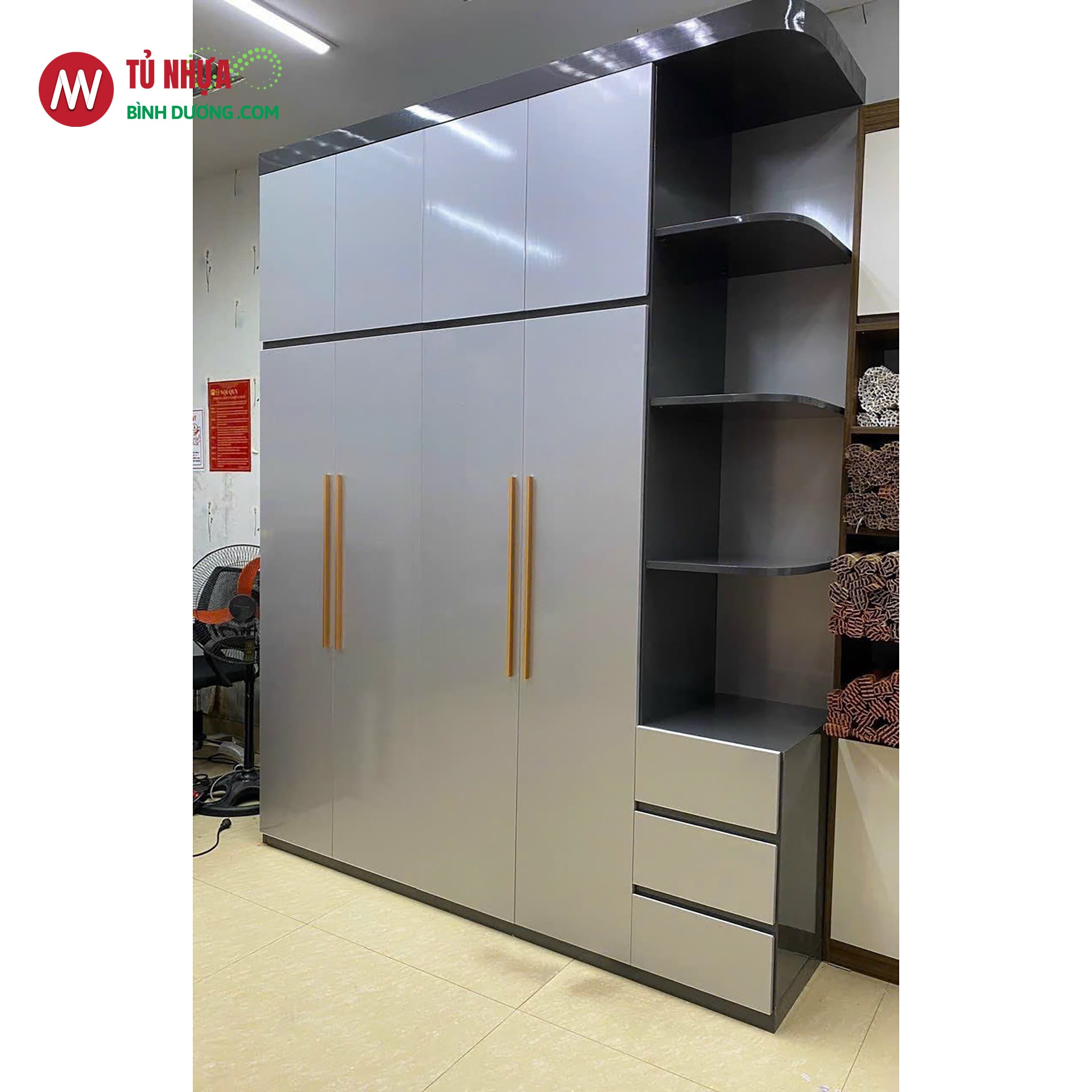 Tủ quần áo nhựa VincoPlast màu xám ghi vc19 vc35 đẹp - Tủ nhựa Bình Dương . com