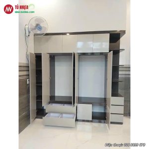 Tủ quần áo nhựa VincoPlast màu xám ghi vc19 vc35 đẹp - Tủ nhựa Bình Dương . com